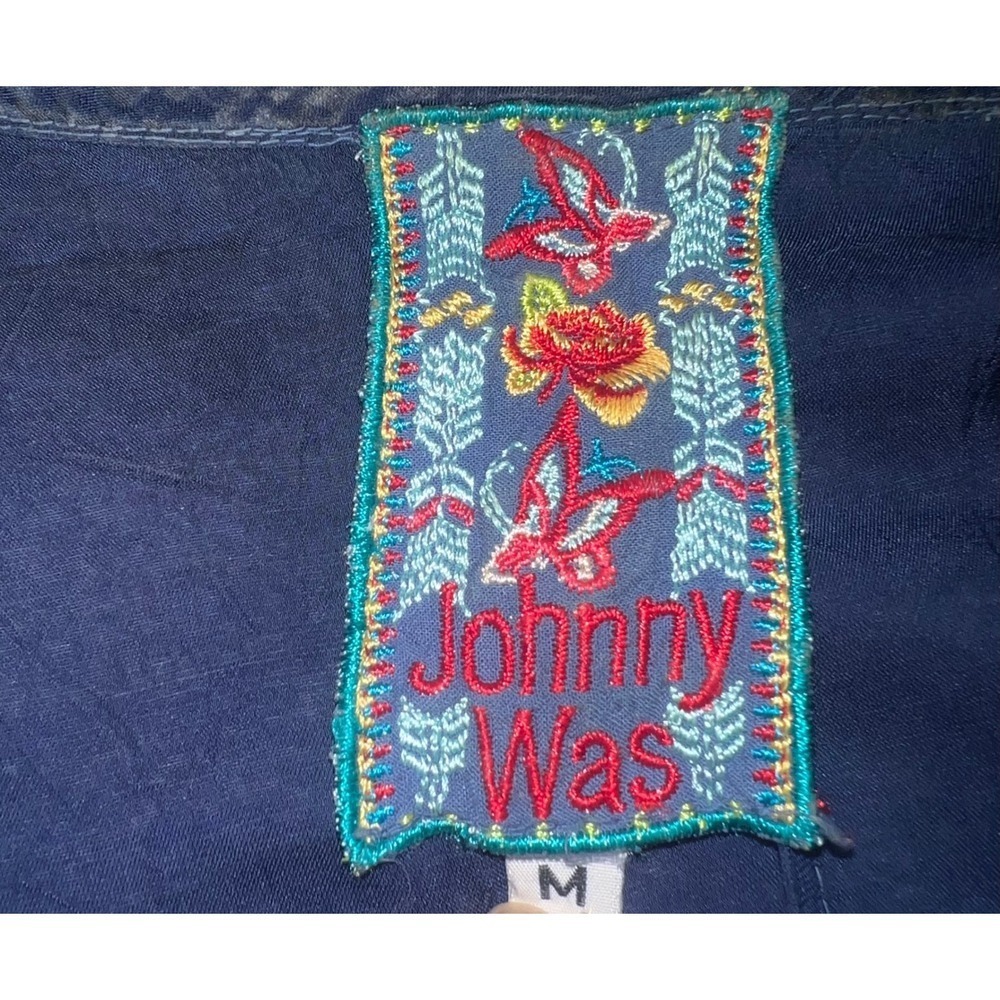 Johnny Was Boho Embroidered Button Up Blouse Sz M Luxury cottagecore sheer - Picture 4 of 7